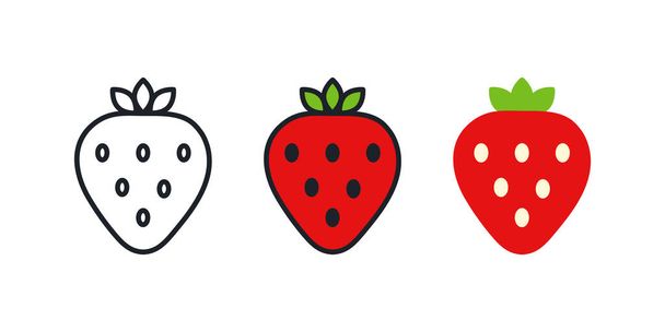 Strawberry icon. Linear color icon, contour, shape, outline. Thin line. Modern minimalistic design. Vector set. Illustrations of fruits - Vector, Imagen