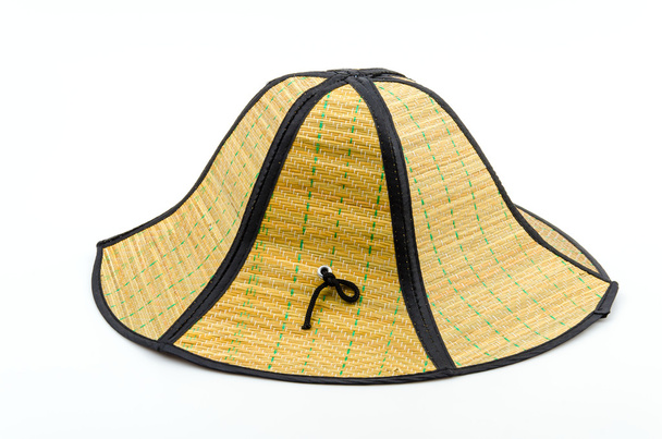 Hasır şapka izole beyaz arka plan - Fotoğraf, Görsel