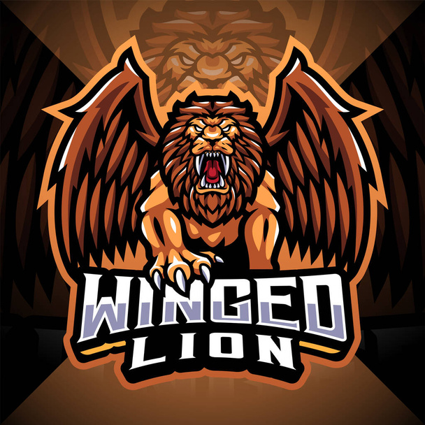 Σχεδιασμός λογότυπου μασκότ του Winged Lion esport - Διάνυσμα, εικόνα