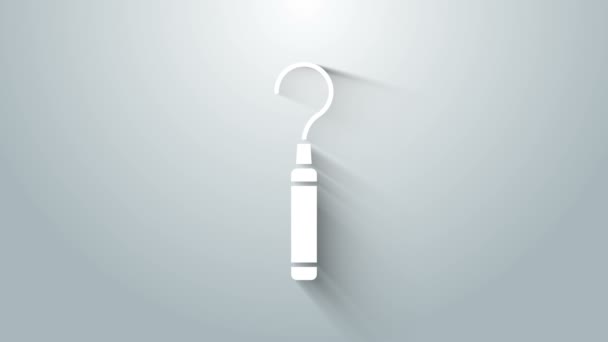 Escalador de explorador dentário branco para ícone de dentes isolado em fundo cinza. Animação gráfica em movimento de vídeo 4K - Filmagem, Vídeo
