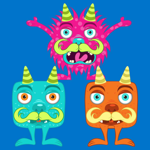 Illustration vector of cute monster and background - Vector, Image