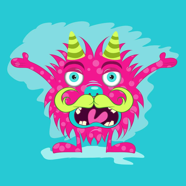 Illustration vector cool of cute monster with background - Vector, Image