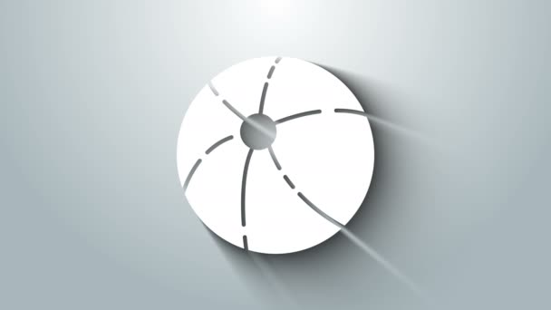 White Beach koule ikona izolované na šedém pozadí. Grafická animace pohybu videa 4K - Záběry, video