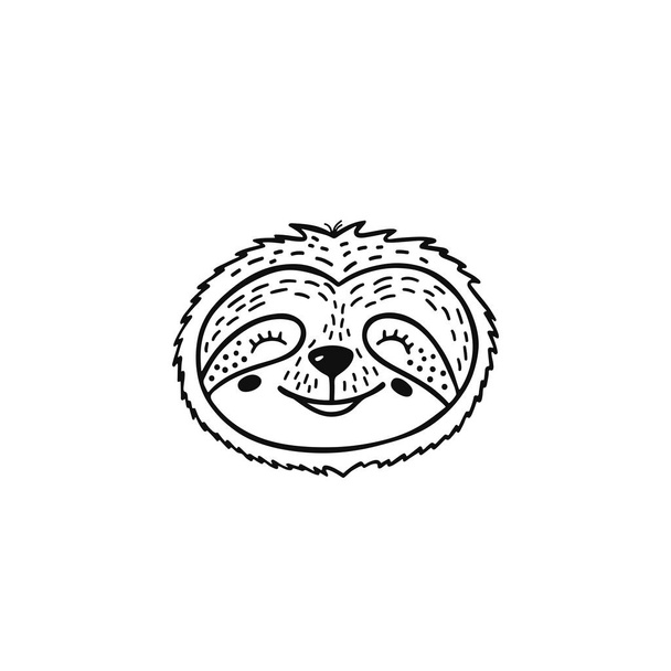 Doodle preguiça urso rosto para impressão design, cartaz, t-shirt. Personagem de desenho animado bonito.  - Vetor, Imagem