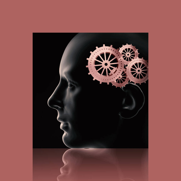 Πολύχρωμο 3D απεικόνιση του φόντου με το ανθρώπινο κεφάλι - Φωτογραφία, εικόνα