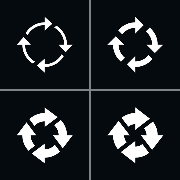 4 pijl vernieuwen herladen rotatie lus teken - Vector, afbeelding