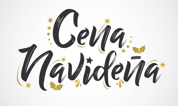 Cena Navidena, Dîner de Noël texte espagnol, design vectoriel. - Vecteur, image