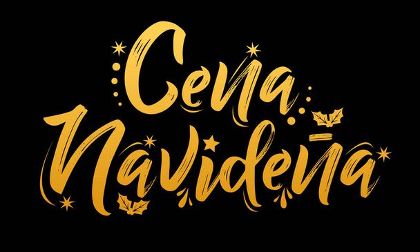 Cena Navidena, Jantar de Natal texto espanhol, design vetorial. - Vetor, Imagem