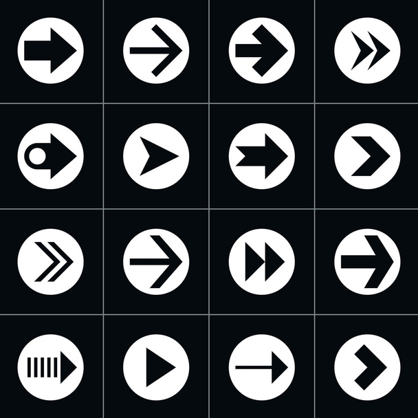 Пиктограмма 16 стрелок в наборе знаков круга
 - Вектор,изображение