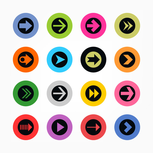 16 nyíl ikon készlet jel-kör - Vektor, kép