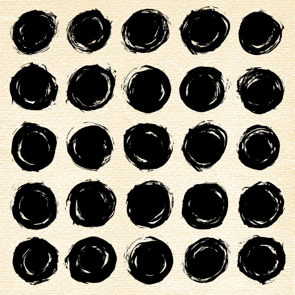 25 Kreis bilden schwarzen Pinselstrich. - Vektor, Bild