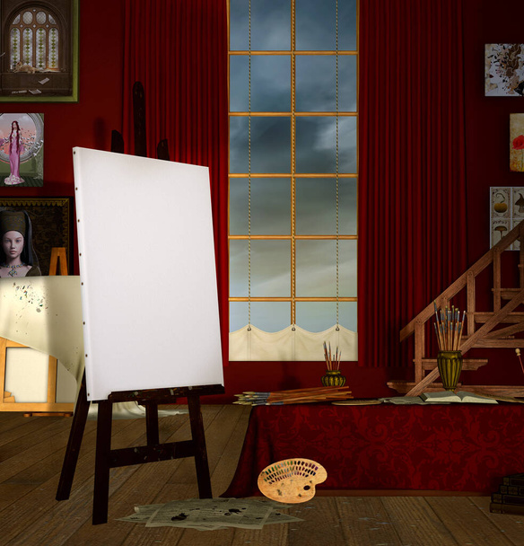 Werkplaats van een schilder - Foto, afbeelding