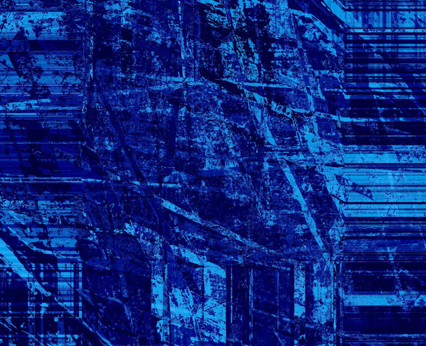 Abstraktní modré pozadí s velkolepým světlem a tmavým přízvukem. Surrealistické secesní plátno. Pro vaše tapety, projekty a práce. - Fotografie, Obrázek