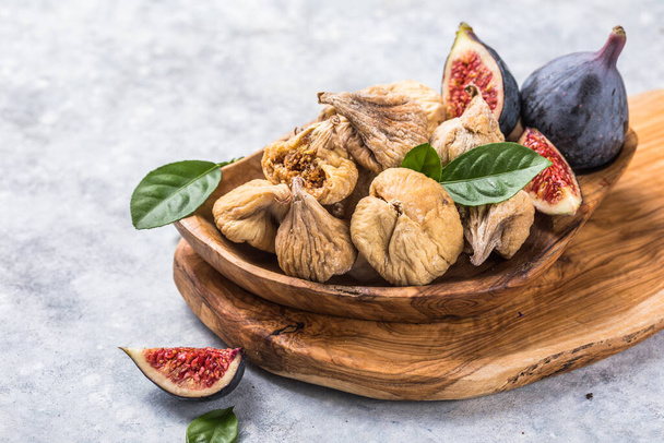 Organic dried figs close up, vegetarian food background - Photo, Image