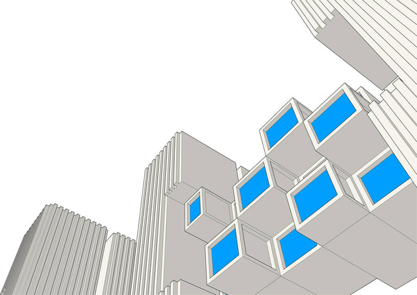 абстрактна архітектура з тлом консолей 3d рендеринга
 - Вектор, зображення