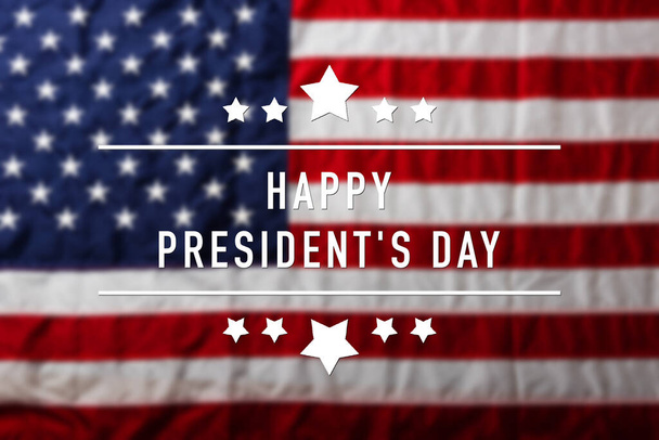 United States National Holidays. American or USA Flag with "HAPPY PRESIDENT'S DAY" text on flag background, President Day concept - Fotó, kép