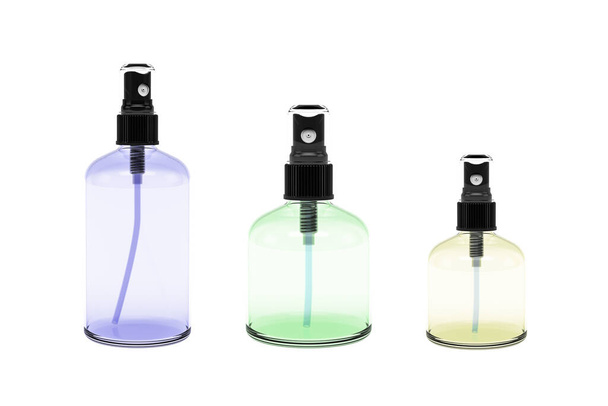 Üveg spray palack elszigetelt fehér háttér - 3d render - Fotó, kép