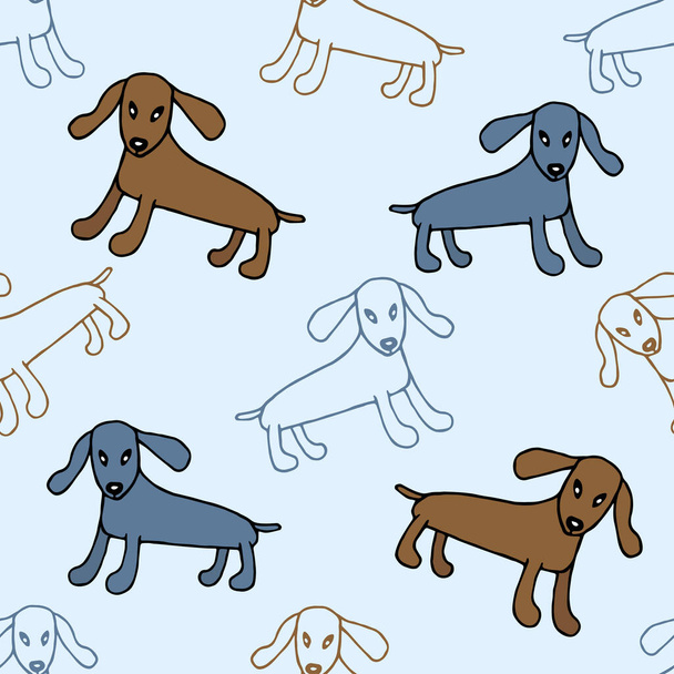 vector seamless pattern with cute dogs - Vector, Image