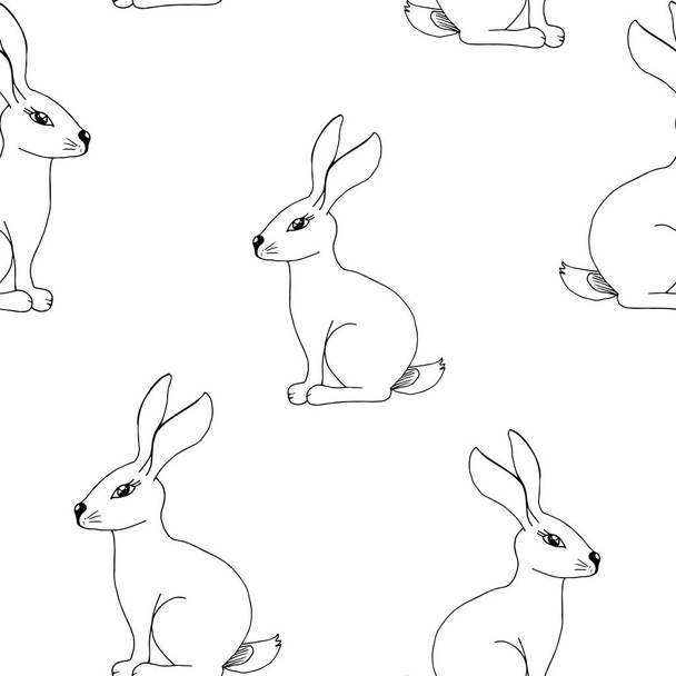 Patrón sin costura vectorial con conejos lindos - Vector, imagen