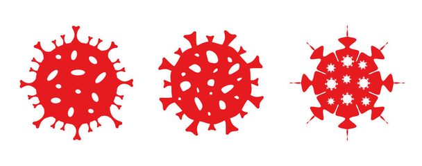 Çeşitli virüs ikonları. Kırmızı Corona Virüs Covid-19 Kit. Çeşitli satırları olan virüs paketi. - Vektör, Görsel