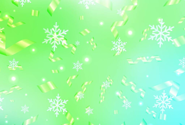 Açık yeşil vektör arkaplanı tatil tarzında. Modern soyut Noel ruh hali şekilleri. Kitapçıklar, eğitim broşürleri. - Vektör, Görsel