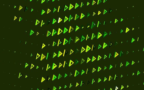 濃い緑、三角形の黄色のベクトル背景。カラフルな三角形のセットでイラスト。携帯電話の背景. - ベクター画像