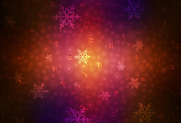 Dark Pink, Red vektorové pozadí v prázdninovém stylu. Zářící ilustrace s vánočními míčky, hvězdami. Vzor pro reklamy, plakát, prapor knih. - Vektor, obrázek