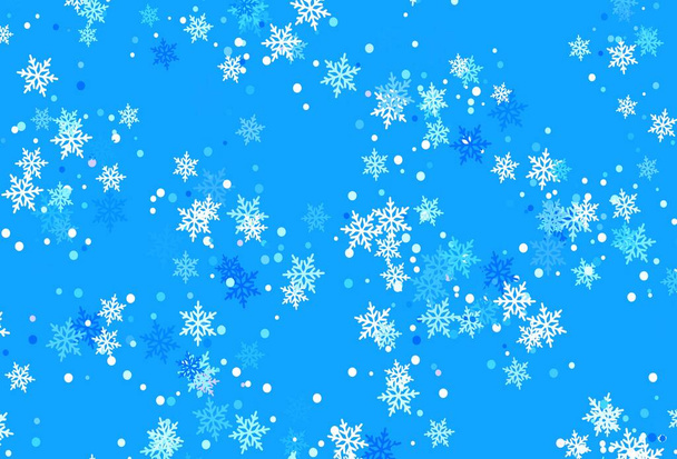 Textura vectorial azul claro con copos de nieve de colores. Ilustración abstracta brillante con cristales de hielo. Diseño de año nuevo para cartel, bandera. - Vector, Imagen