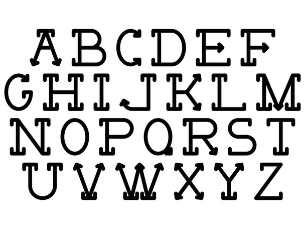 Vector decorative alphabet.Black letters isolated on white background. - Vetor, Imagem