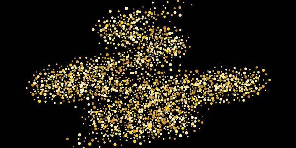 Des confettis au point d'or. Luxueux fond festif. Texture abstraite de grains dorés brille sur un fond noir. Élément design. Illustration vectorielle, EPS 10. - Vecteur, image