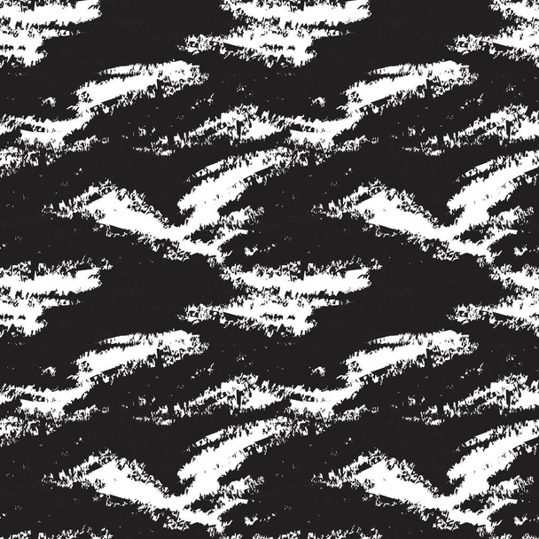 Cepillo blanco y negro Carrera camuflaje abstracto sin costura patrón de fondo adecuado para textiles de moda, gráficos - Vector, imagen
