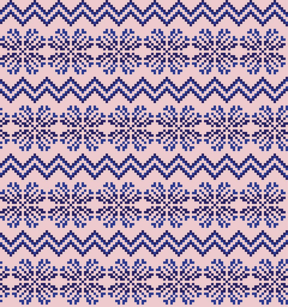 Fondo de patrón de isla justo copo de nieve navideño rosa marino adecuado para textiles de moda, prendas de punto y gráficos - Vector, Imagen