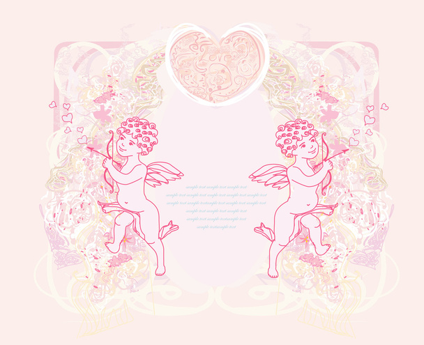 happy valentine's day card with cupid - Διάνυσμα, εικόνα