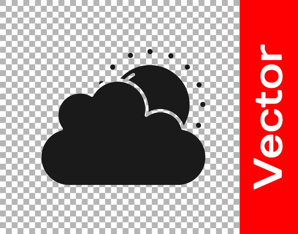 Icono meteorológico del Sol Negro y la nube aislado sobre fondo transparente. Vector. - Vector, Imagen
