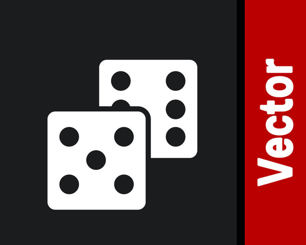 White Game dice icon isolated on black background. Casino gambling.  Vector. - Vector, Image