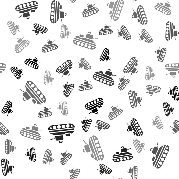 Black Military tank icon isolated seamless pattern on white background.  Vector. - Vector, Image