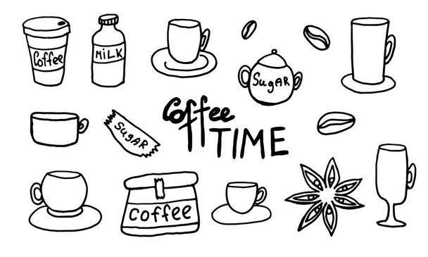 Doodle coffee illustration - Vector, Imagen