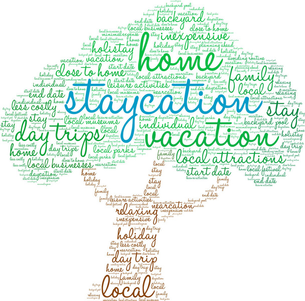Staycation word cloud on a white background.  - Vector, Image