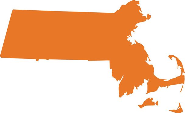 Mapa naranja del estado federal de Massachusetts (Estado Peregrino)) - Vector, imagen