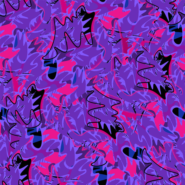  Fondo sin costuras con formas abstractas dibujadas a mano y patrón de manchas grunge - Vector, imagen