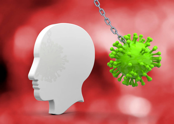 Virüsün psikolojik etkileri - 3 boyutlu - Fotoğraf, Görsel