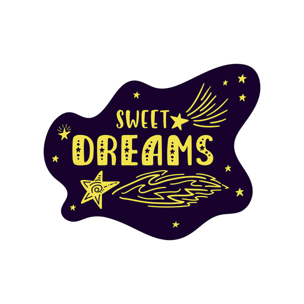 Inspirational vector lettering phrase: Sweet Dreams. Hand drawn kid poster.  - Vector, Image