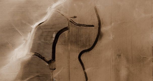 Stany Zjednoczone, abstrakcyjna fotografia rysunków płaskorzeźby na polach w USA z powietrza, Gatunek: Abstrakcyjny Naturalizm, od abstrakcyjnego do figuralnego,   - Zdjęcie, obraz