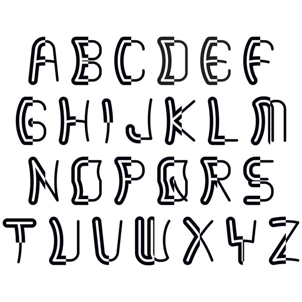 Black decorative font isolated on white background.Vector art alphabet. - Вектор,изображение