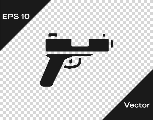Black Pistol or gun icon isolated on transparent background. Police or military handgun. Small firearm.  Vector. - Vector, Image