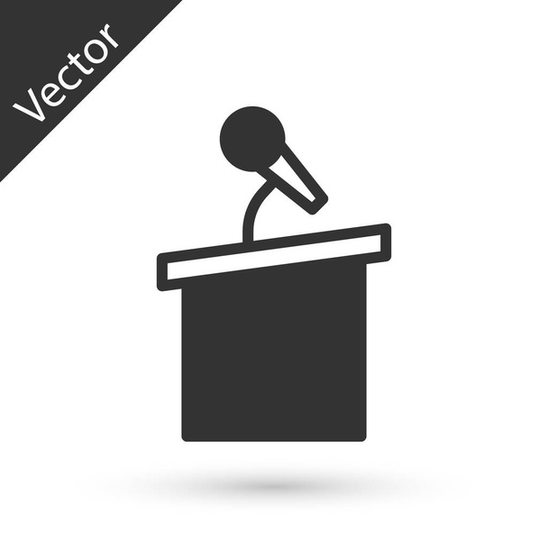 Grey Stage stand or debate podium rostrum icon isolated on white background. Conference speech tribune.  Vector. - Vector, Image