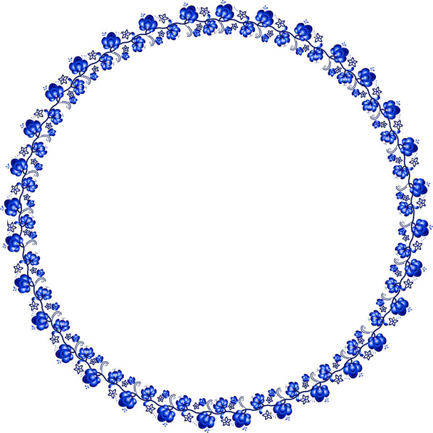 Gzhel ronde hemel frame - Vector, afbeelding
