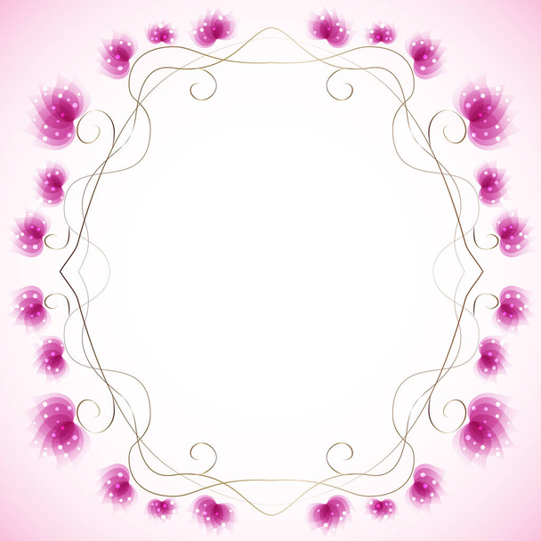 Elegancka rama z różowymi półprzezroczystymi kwiatami - ilustracja wektora  - Wektor, obraz