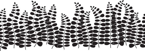 Poziomy bezszwowy wzór z czarnym liściem - ilustracja wektora - Wektor, obraz