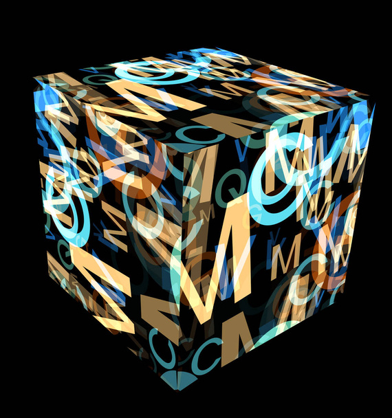 Куб с буквами конгломерации - Вектор,изображение